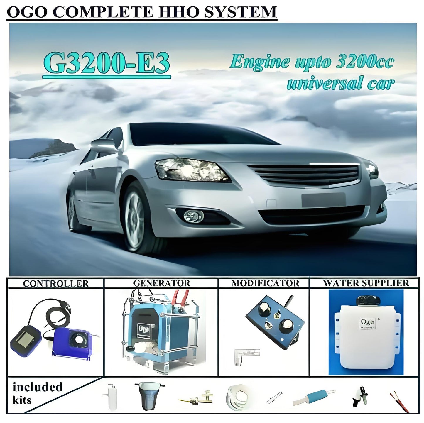 OGO Complete HHO system G3200-E3 Smart PWM MAP/MAF UPTO 3200CC