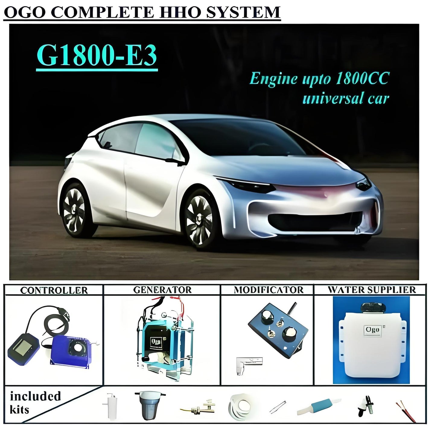 OGO Complete HHO system G1800-E3 Smart PWM MAP/MAF UPTO 1800CC