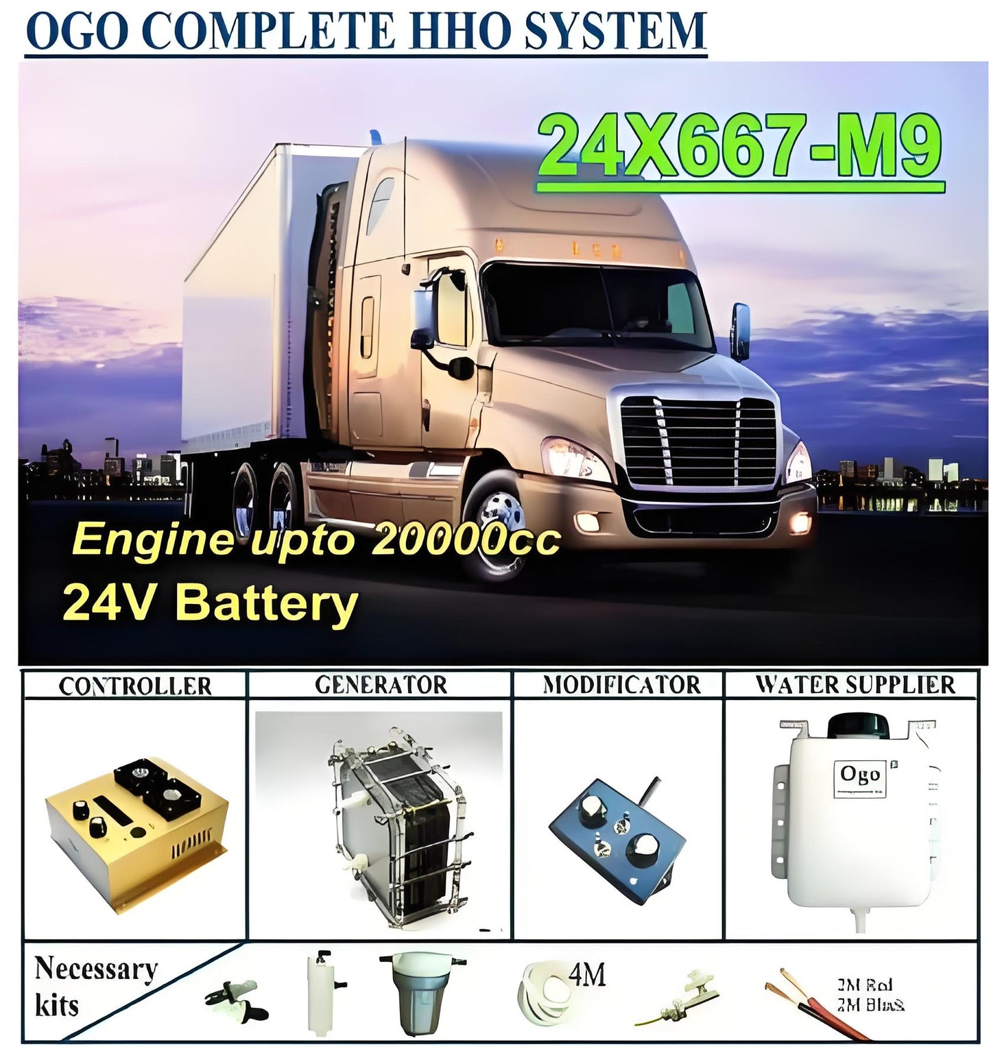 OGO Complete HHO system X667-M9 intelligent PWM controller CE&FCC MAF/MAP enhancer upto 20000CC