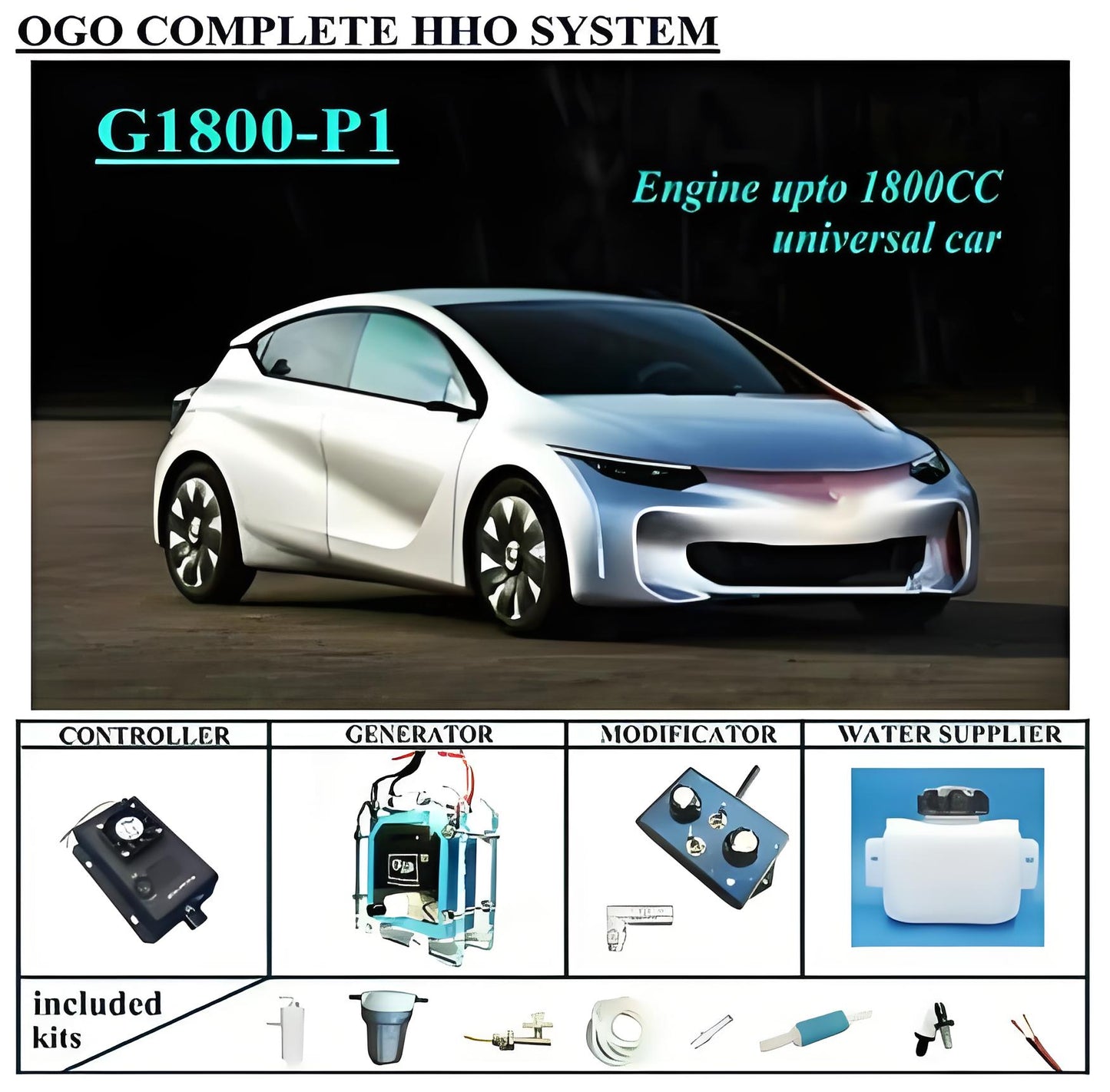 OGO Complete HHO system G1800-P1 PWM CE&FCC MAF/MAP upto Engine 1800CC