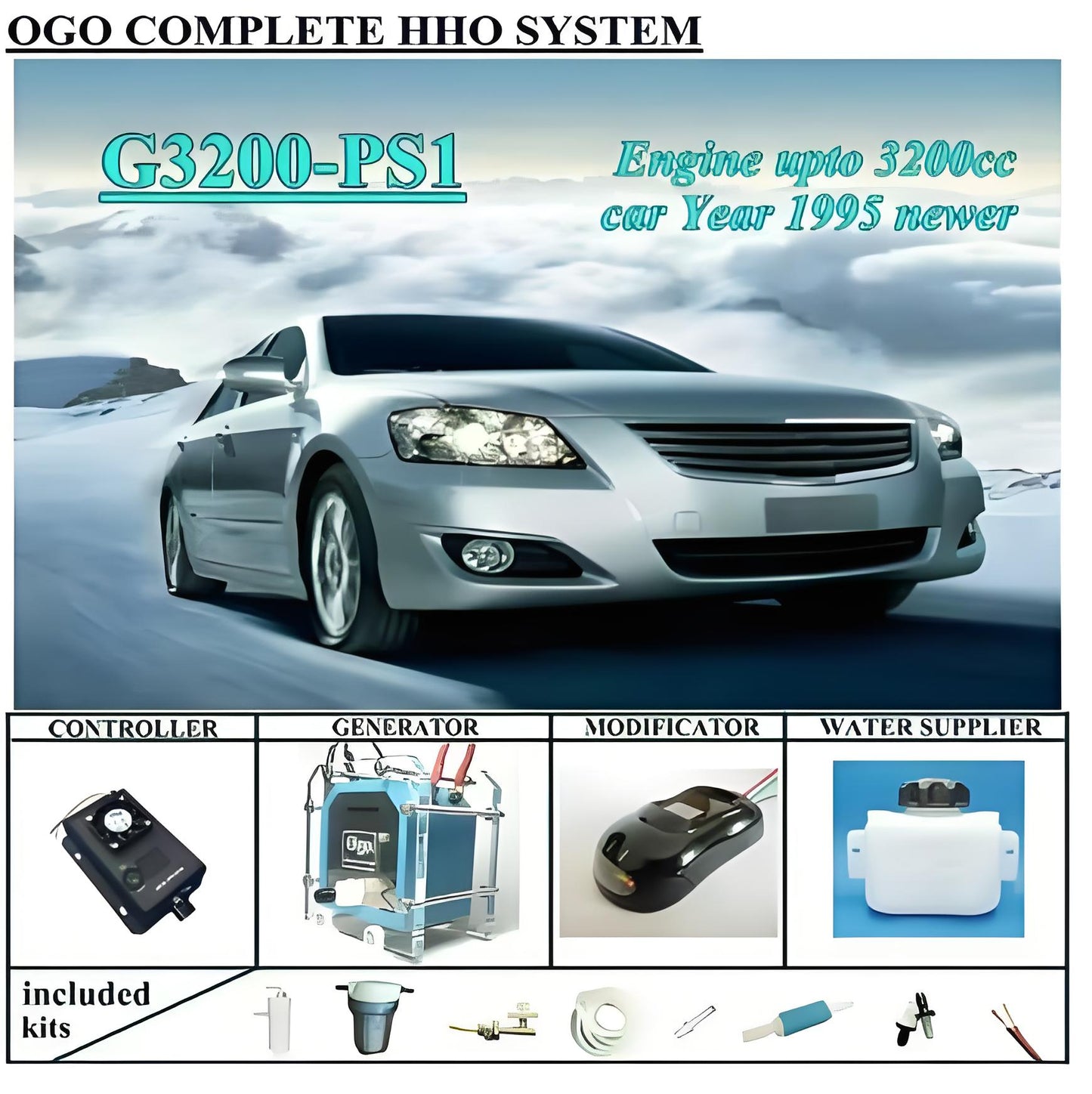 OGO Complete HHO system G3200-PS1 PWM CE&FCC dynamic EFIE chip upto 3200CC