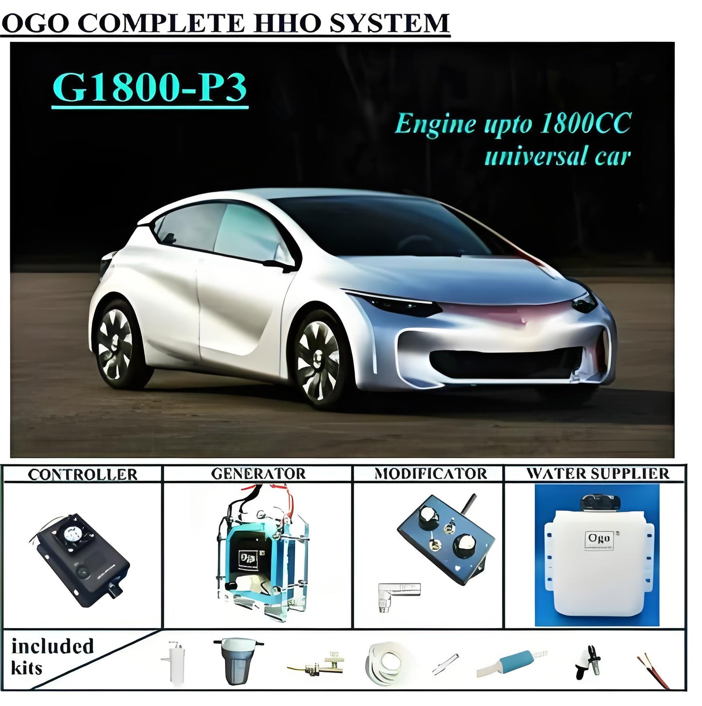 OGO Complete HHO system G1800-P3 PWM CE&FCC MAF/MAP upto Engine 1800CC