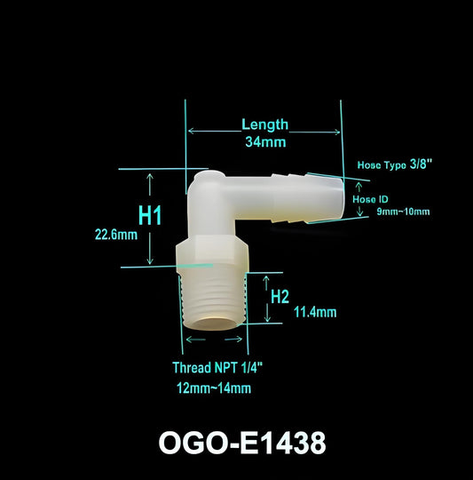 Best Grade of Nylon HHO Fittings Elbow OGO-E1438