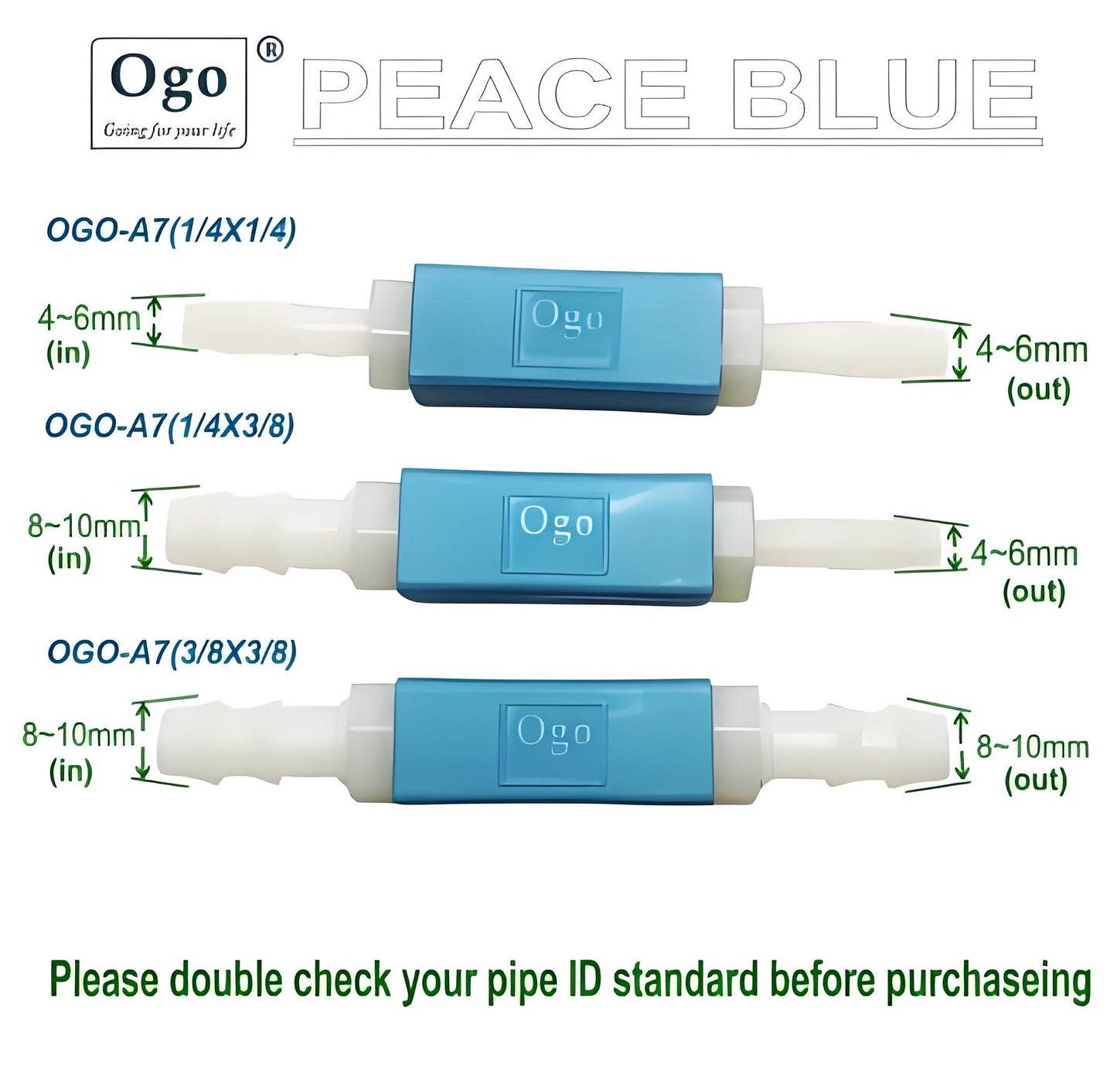 OGO PROFESSIONAL HHO ARRESTOR 3/8X3/8 Peace Blue